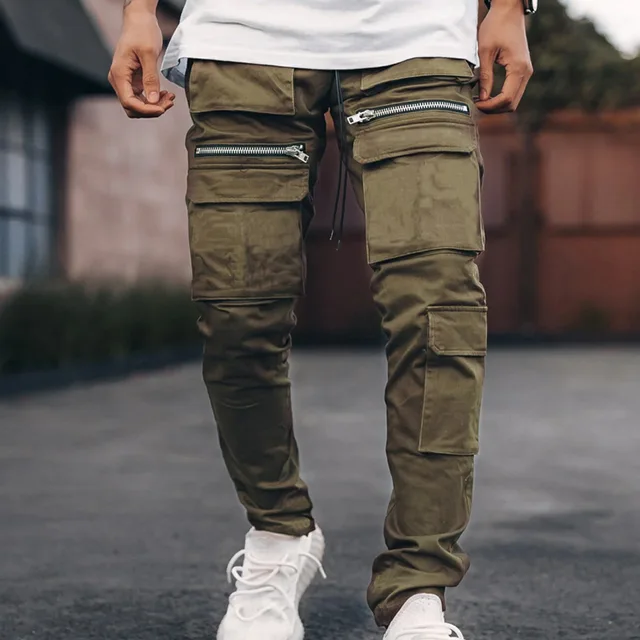 2021 Men Cargo pants Muscle Fitness 