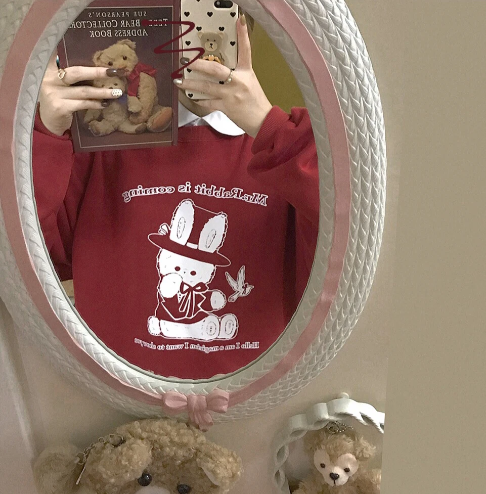 Зимняя женская Свободная Толстовка с кроликом волшебником пуловеры длинным