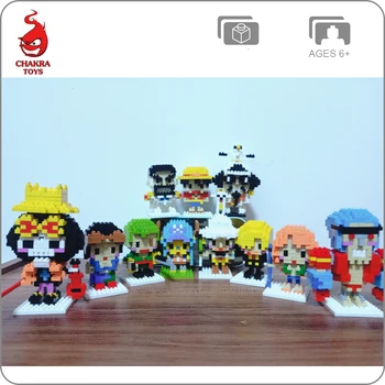 

CHAKRA Anime One Piece Pirate Luffy Nami Sanji Franky Chopper Dragon 3D Model DIY Small Mini Diamond Building Blocks Toy no box