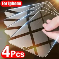 Protector de pantalla de vidrio templado para móvil, Protector de pantalla para iPhone 11, 12, 13 Pro, XR, X, XS Max, 12 Pro Max, Mini 7, 8, 6, 6S Plus, 5S, SE, 4 Uds.