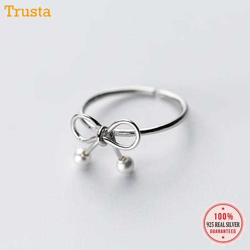 Trustdavis,, Твердое Серебро 925 пробы, бант, синтез, жемчужные кольца, размер 5, 6, 7, прекрасный подарок для девочек, подростков, леди, DA188