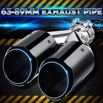 

63MM - 89MM Universal Dual Carbon Fiber Car Exhaust Tip Modified Exhaust Pipe Muffler Tip Y Model Fit 60mm Exhaust