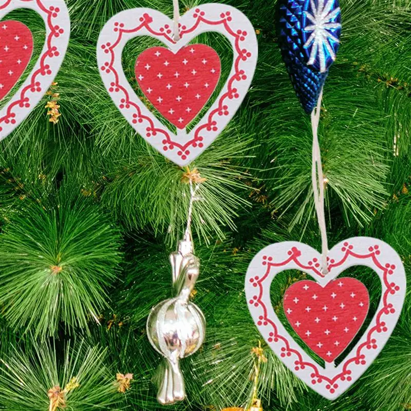 10 шт. DIY украшение для вечеринки; Рождество дерево подвесной кулон в форме сердца красный подвесной декор для домашнего магазина рождественские вечерние поставки A35