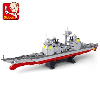 

Sluban 0389 883Pcs Military Series Army NAVY Warship Model Building Blocks CRUISER Plane Carrier Bricks Gift toys for children