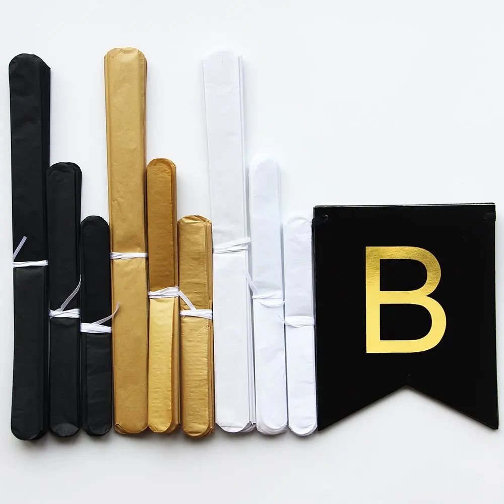 Черный и золотой флаг на день рождения вечерние баннеры с днем круглые бумажные