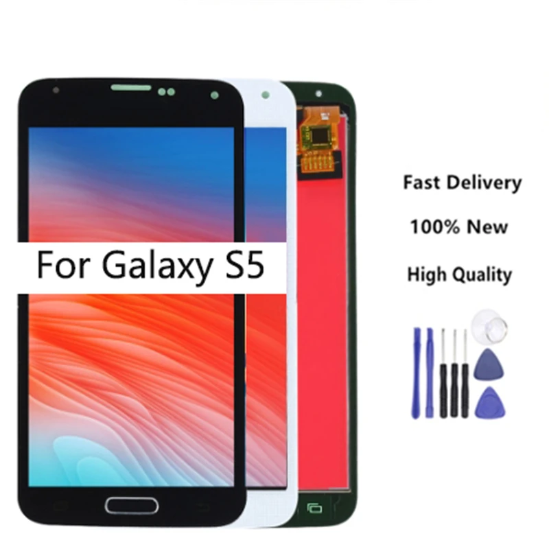 

For Samsung S5 LCD Display G900F G900M G900A G900T Touch Screen Digitizer Home button Assembly Replacement Parts+Tools