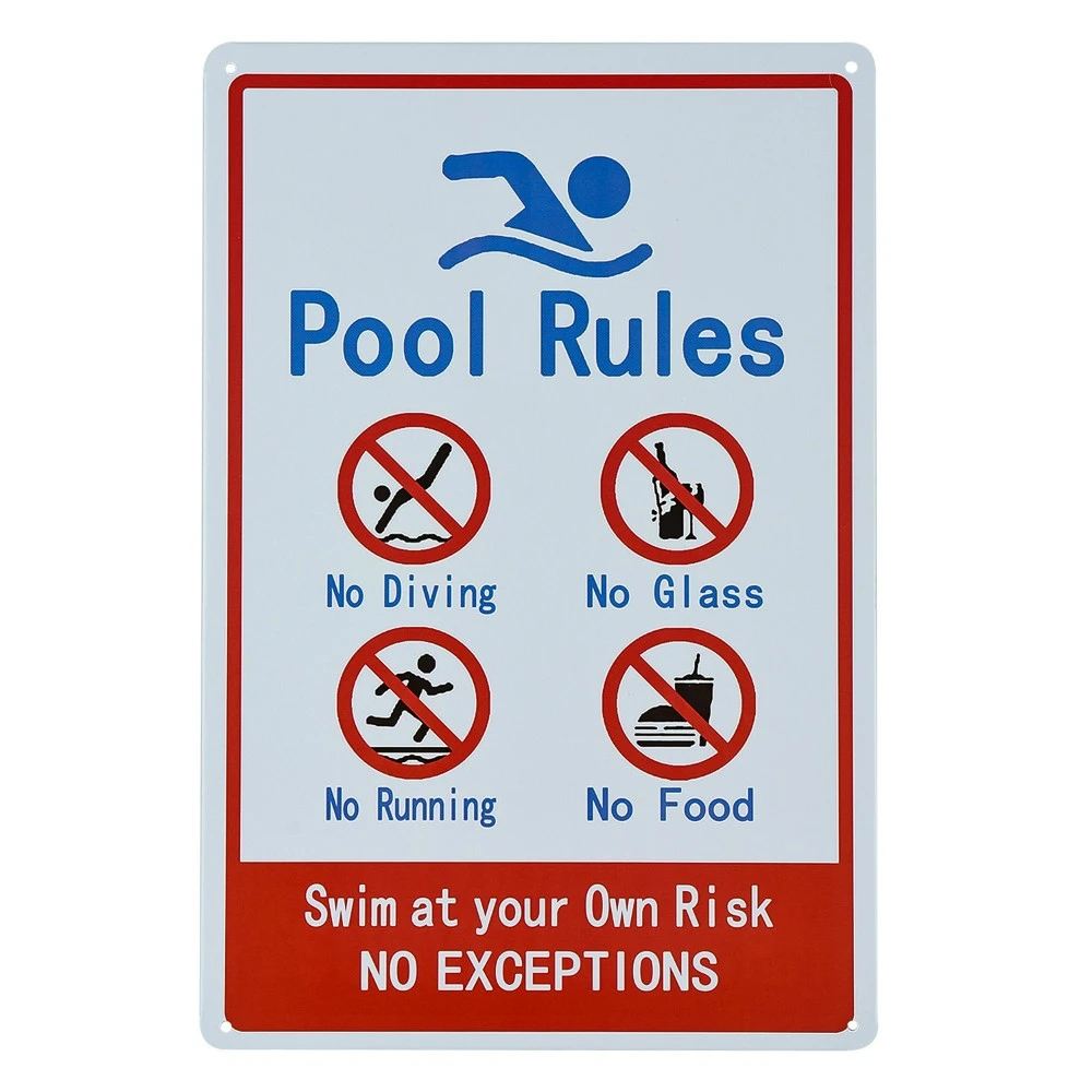 8 12 Inch Swimming Pool Rules Signs Swim At Your Own Risk Sign Predrilled Easy To Mount Plaques Signs Aliexpress