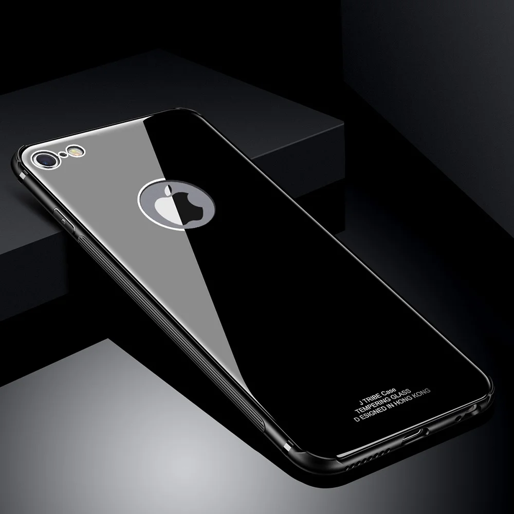 Роскошный стеклянный чехол для iPhone 8, 7, 6s, 6 Plus, X, Xs, Max, XR, 11 Pro, ударопрочный, мягкий, ТПУ, силиконовый, Жесткий Чехол для iPhone 11 - Цвет: Черный