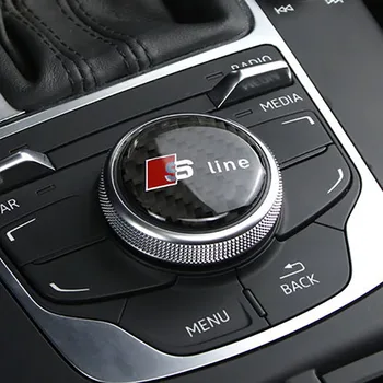 

1pcs Fits for Audi A3 A4 8V Car Central Control Multimedia Knob Button Interior Mouldings Carbon Fiber Decor Sticker car styling