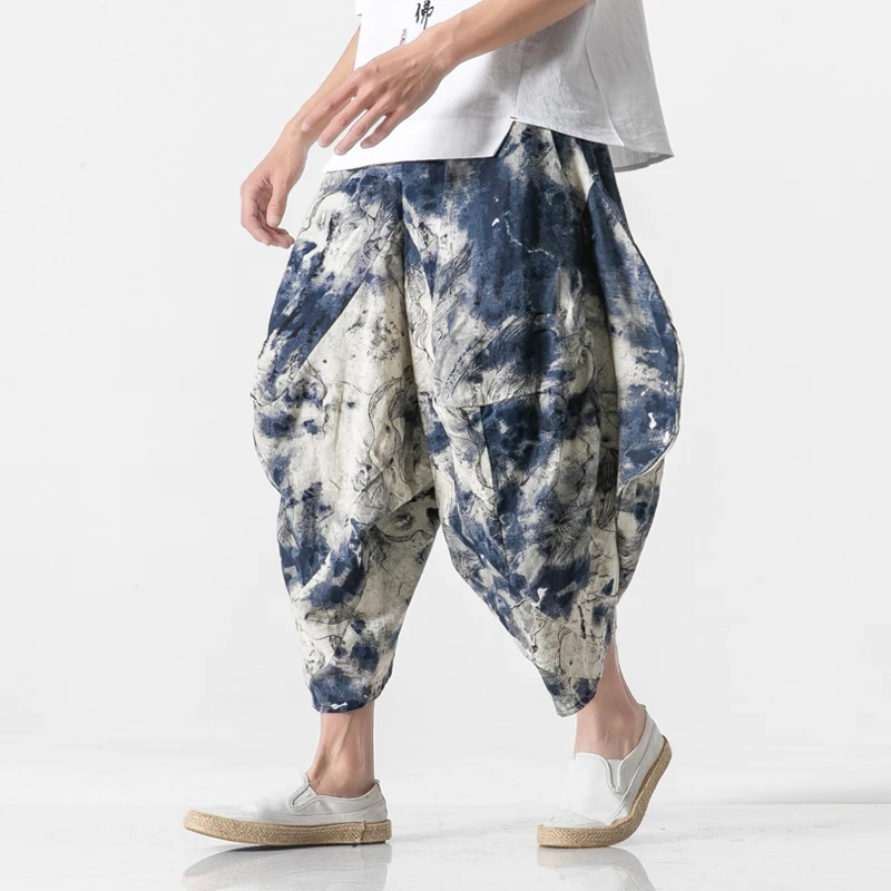 

2020 Autumn Cotton Harem Pants Men Casual Hip Hop Trousers Drawstring Cross Bloomers Calf-Length Pants Joggers Streetwear