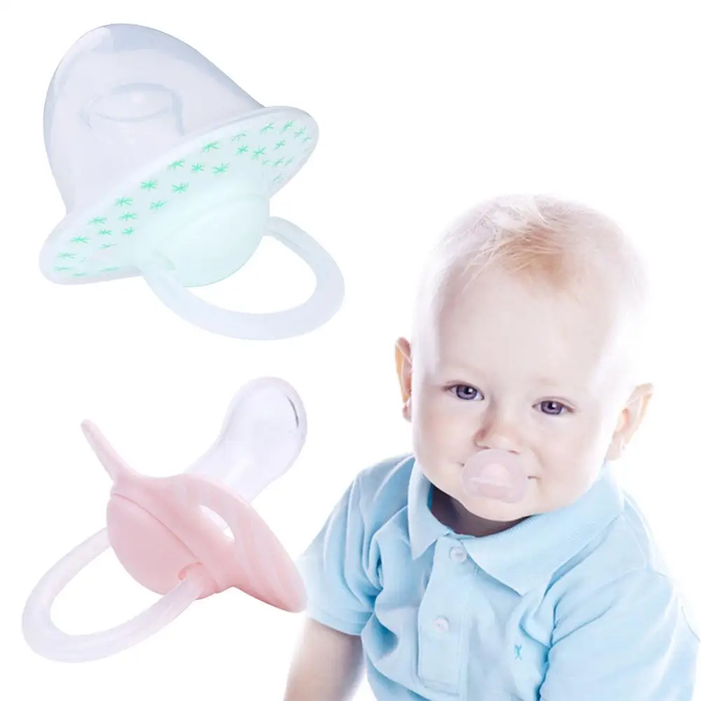 

Baby Silicone Orthodontic Dummy Pacifier Flat Teat Nipple Soother with Cover Baby Silicone Thumb Play Mouth