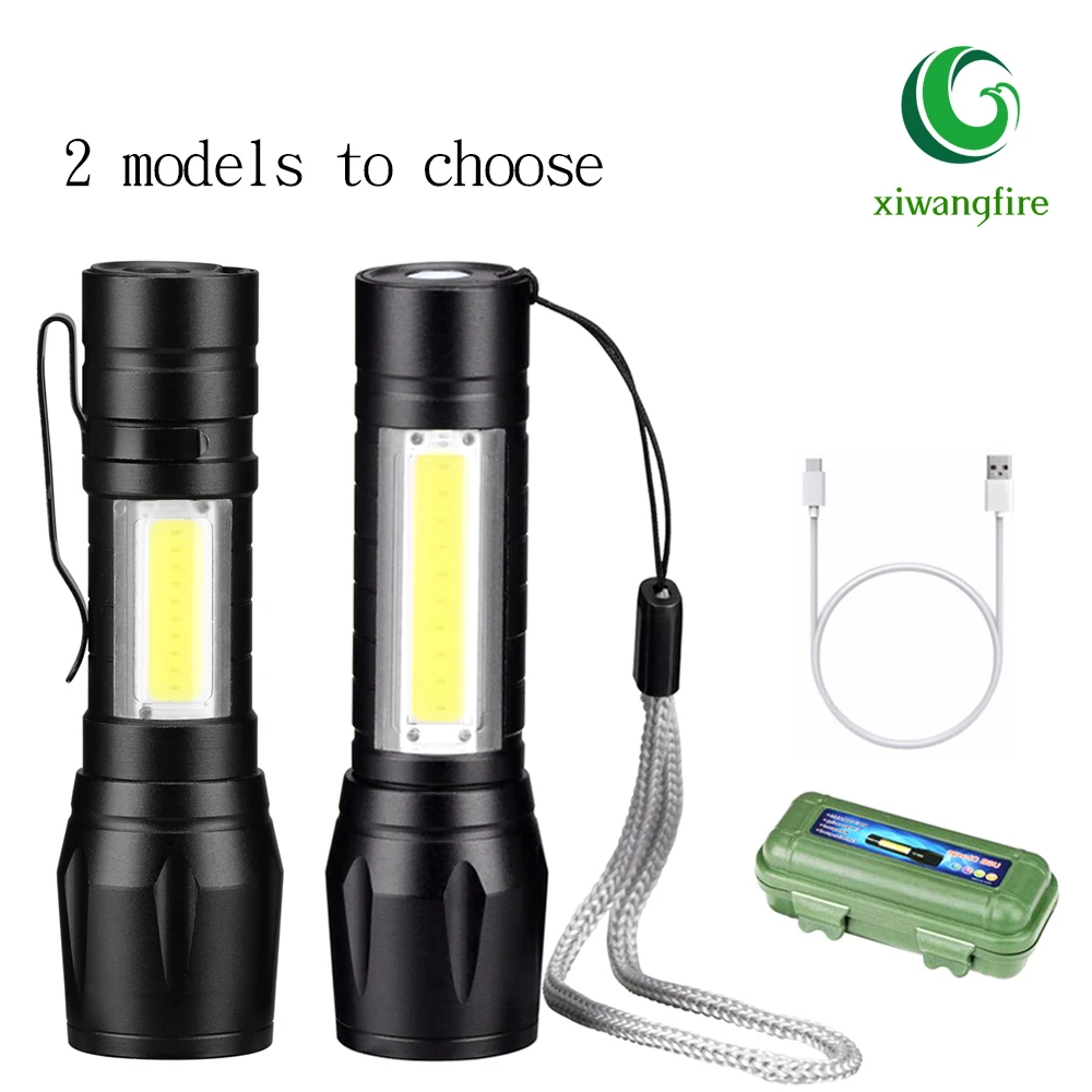 

Portable LED Flashlight Rechargable COB+XPE LED Torch Waterproof Camping Lantern Zoomable Focus Light Tactical Flashlight