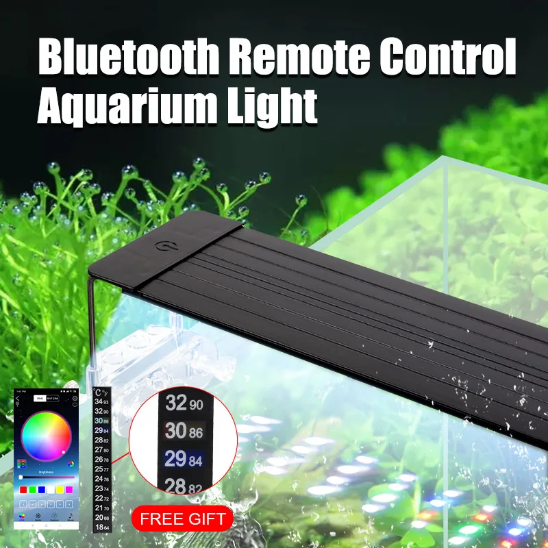 

Aquarium LED Lighting Bluetooth APP Remote Control 5050 RGB LED Aquarium Light 24W 15V Aluminum Alloy Fish Tank Timing Lights