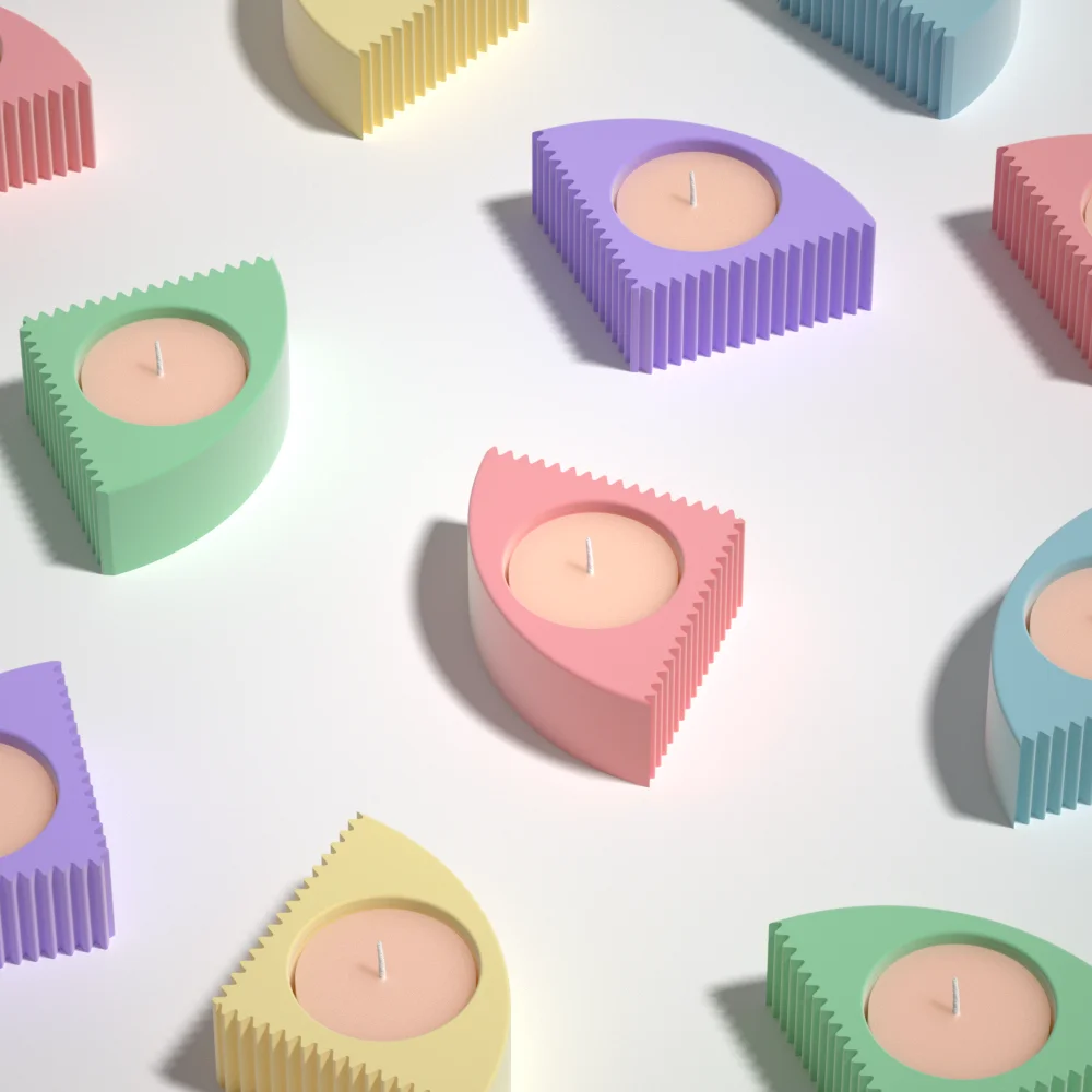 Concrete Candlestick Mold Silicone Triangle Gear Tealight Cement Mould DIY Simple Home Decorative Tools