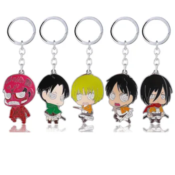 

Anime Attack on Titan Levi Ackerman Keychains Shingeki no Kyojin Eren Jaeger Mikasa Ackerman Metal Keyrings Pendants Figure Toys