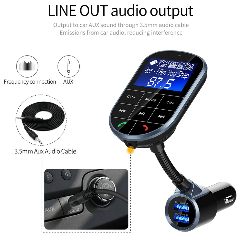BC37 беспроводной автомобильный Bluetooth fm-передатчик модулятор 2 порта Быстрая зарядка зарядное устройство для устройства Handsfree автомобильный комплект mp3-плеер