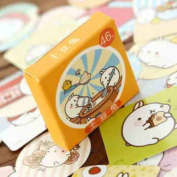 

46 Pcs/pack Cute Molang Rabbit Label Stickers Decorative Stationery Stickers Scrapbooking DIY Stickers