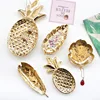 Ceramic Golden Tray Gold Dining Plate Leaf Pineapple Jewelry Storage Tray Decorative Fruit Cake Snack Plate Kitchen Tableware 1
