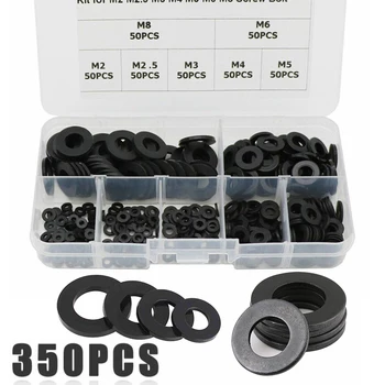 

350Pcs 7 Sizes Nylon Flat Spacer Washer Insulation Gasket Ring M2-M8 Tools Kit