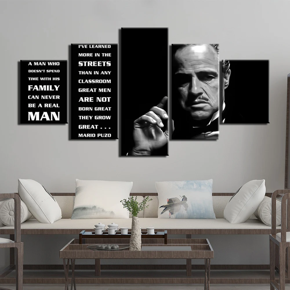 

Godfather Poster Picture 5 panels canvas art print painting modular white and black movie wall pictures for living room decor