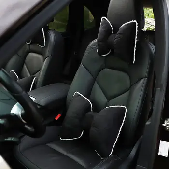 

Winter Warm Car Headrest Pillow Rhinestone Neck Pillow Seat Back Support Plush Cushion Lady Girl Auto Car Accessories