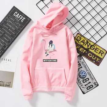 

Girl Casual Kpop Drawstring Long Sleeve Female Pullovers Women Flamingo Pattern Sweatshirts Hoodies Students Cloths Sweatshirt