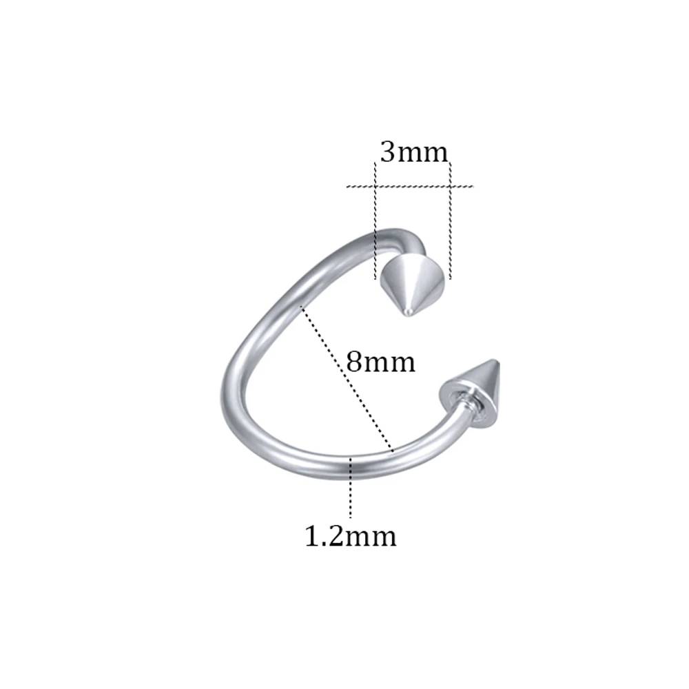 Женское кольцо для носа, нержавеющая сталь, перегородка хряща, пирсинг, трагус, спираль, пирсинг для бровей, серьги, сексуальное ювелирное изделие - Окраска металла: style-4-8