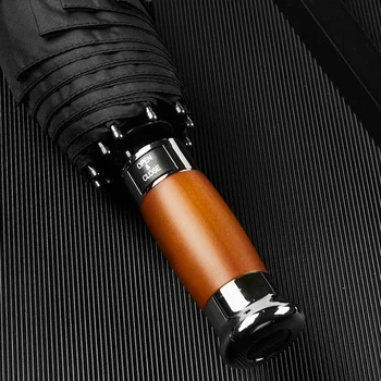 

Genuine Brand Large Umbrella Men Business 1.2m Fully Automatic Umbrella Windproof 10K Wooden Handle Golf Umbrellas Rain