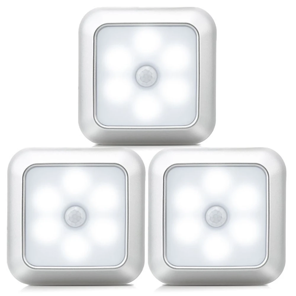 

Square Creative Night Lights Smart Home Human Body Induction Lamp Bedside Lighting Magnetic LED Wardrobe Cabinet Light Wall Lamp