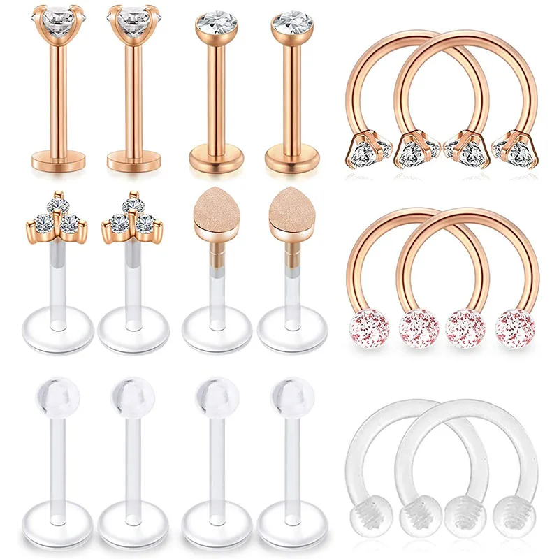 18 шт серьги спирали Tragus Daith для губ Lebret шпильки обруч &quotПодкова&quot кастилаж