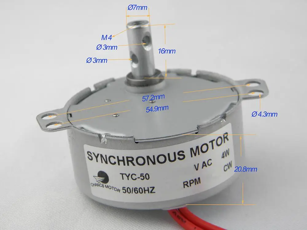 TYC-50 silnik AC synchroniczny motoreduktor 220V 0.8-1/min 10-12 obr/min 30-36 obr/min CW/CCW powolne prędkościowy silnik elektryczny