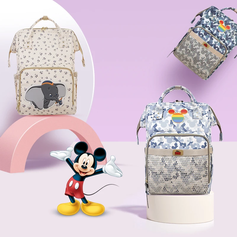 Disney Микки Минни Пеленки сумки рюкзак с usb-портом для маленьких мам путешествия Большая вместительная сумка многофункциональная детская коляска мешок подгузник Мумия