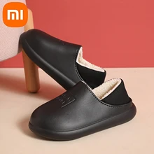 Xiaomi 2021 Winter Woman And Men Warm Plush Cotton Slippers Waterproof Non-Slip Home Thick Sole Soft Indoor Couples Shoes
