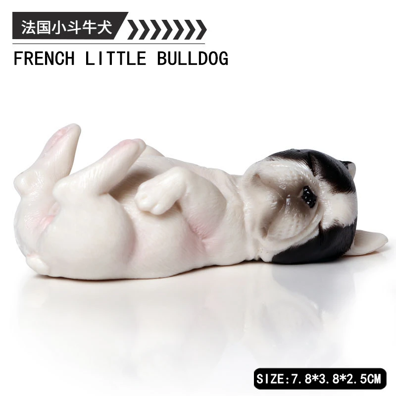 Children's Simulation animal model French Bulldog Dozing Bulldog Collection gift Toy model - Color: E