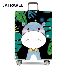 JATRAVEL мультфильм Бегемот путешествия утолщаются эластичный чемодан защитный чехол, применяются к 18-32 дюймовым чехлам, аксессуары для путешествий