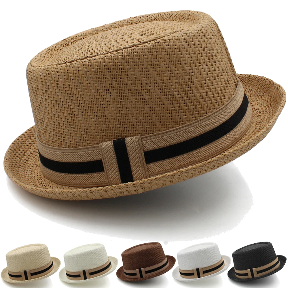 Classic Straw Pork Pie Hats for Men and Women - Summer Fedora Trilby Sunhats 2 H243754e7608e44d68e5872ed75a408e3v
