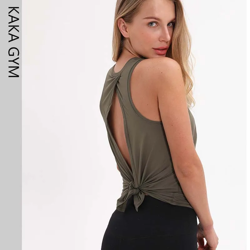 

Women Sport Fitness Tank Tops Soft Loose Fit Running Workout Yoga Vest Back Open Training Yoga Vest clothing