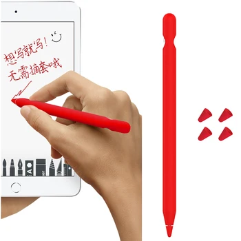 

Magnetic Soft Silicone Capacitor 5 Pcs Pen Cap Tip + 1Pcs Tablet Pencil Protect Case for Apple Computer Pencil Accessory