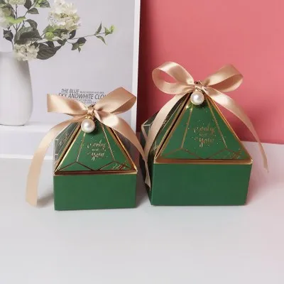 Драгоценный камень башня Бронзирующая коробка для конфет маленькая картонная коробка для свадебных карточек декоративная бумага подарочная коробка упаковка вечерние и праздничные принадлежности - Цвет: Green