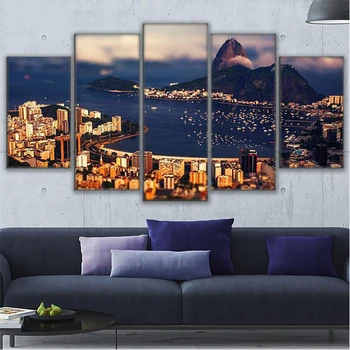 

5 Piece Diamond Painting Rio De Janeiro Mountain View Of The Atlantic Ocean Multi-Picture Embroidery Cross Stitch KitsZP-2672