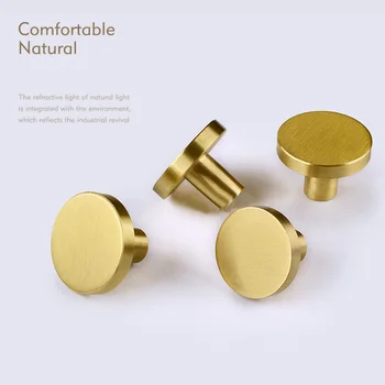 252833mm Round Brass Dresser Simple Drawer Kitchen Knobs Handles Drawer Pulls Modern Cabinet Door Knob Brass Gold Cupboard