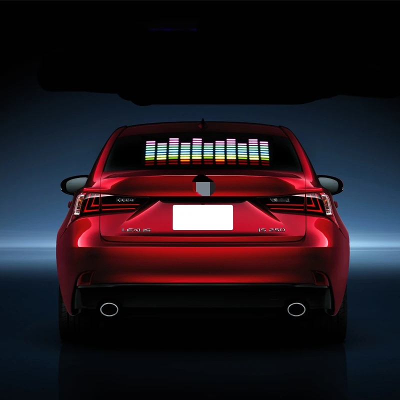 

Car Blue LED Music Rhythm Flash Light Sound Activated Sensor Equalizer Rear Windshield Sticker Styling Neon Lamp Kit