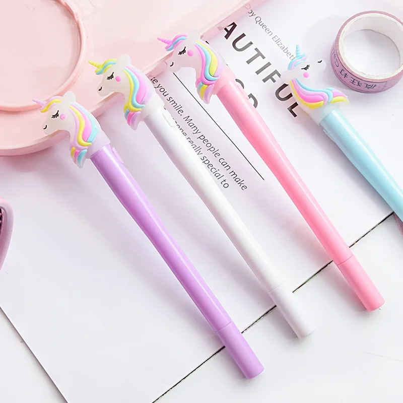 Net red creative cartoon unicorn light pen soft sister girl heart glowing gel pen cute personality writing pen