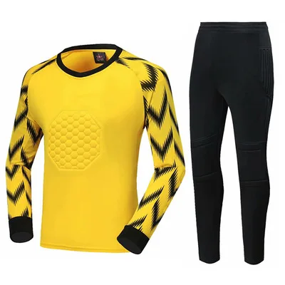 Трикотажный костюм голкипера с длинными рукавами для взрослых мальчиков, футболка для матча футбольного вратаря осень/зима - Цвет: Цвет: желтый