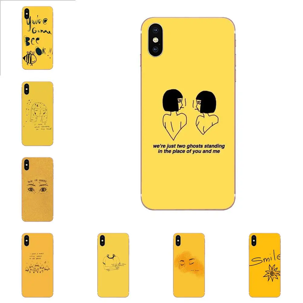 

For Samsung Galaxy Note 5 8 9 S3 S4 S5 S6 S7 S8 S9 S10 5G mini Edge Plus Lite Skin Ultra Thin Simple Doodle On Yellow Background