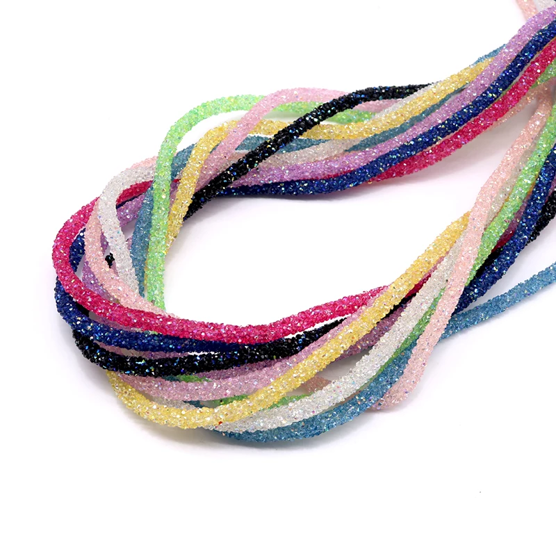Jewelry Making Supplies Sewing Rhinestones Glass Crystal Rhinestones Craft Supplies 7mm Resin Glitter Rhinestones Rope Tube Cord Sequin Trimming For DIY Jewelry Bracelet Necklace Party Decoration Wedding 91cm/lot