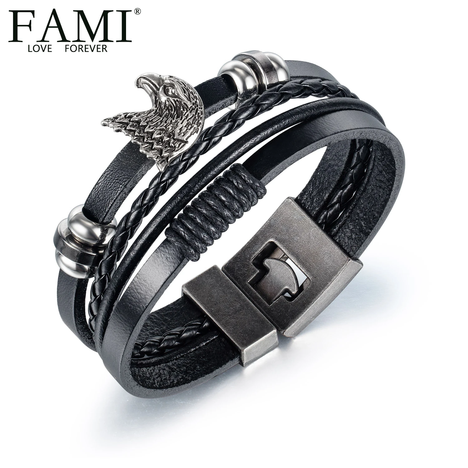 Мужской браслет FAMI luxuri из нержавеющей стали модный Индивидуальный кожаный с
