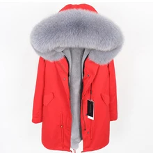 Зимняя одежда из хлопка новая модная теплая уличная Женская куртка с воротником из натурального Лисьего меха утолщенная теплая парка
