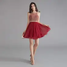 Сексуальное платье с v-образным воротом, короткий/мини-платья для возвращения на родину для праздника; платье для девочек-подростков класса люкс Цепочка Из Бисера Vestidos, выпуск коктейлей платья