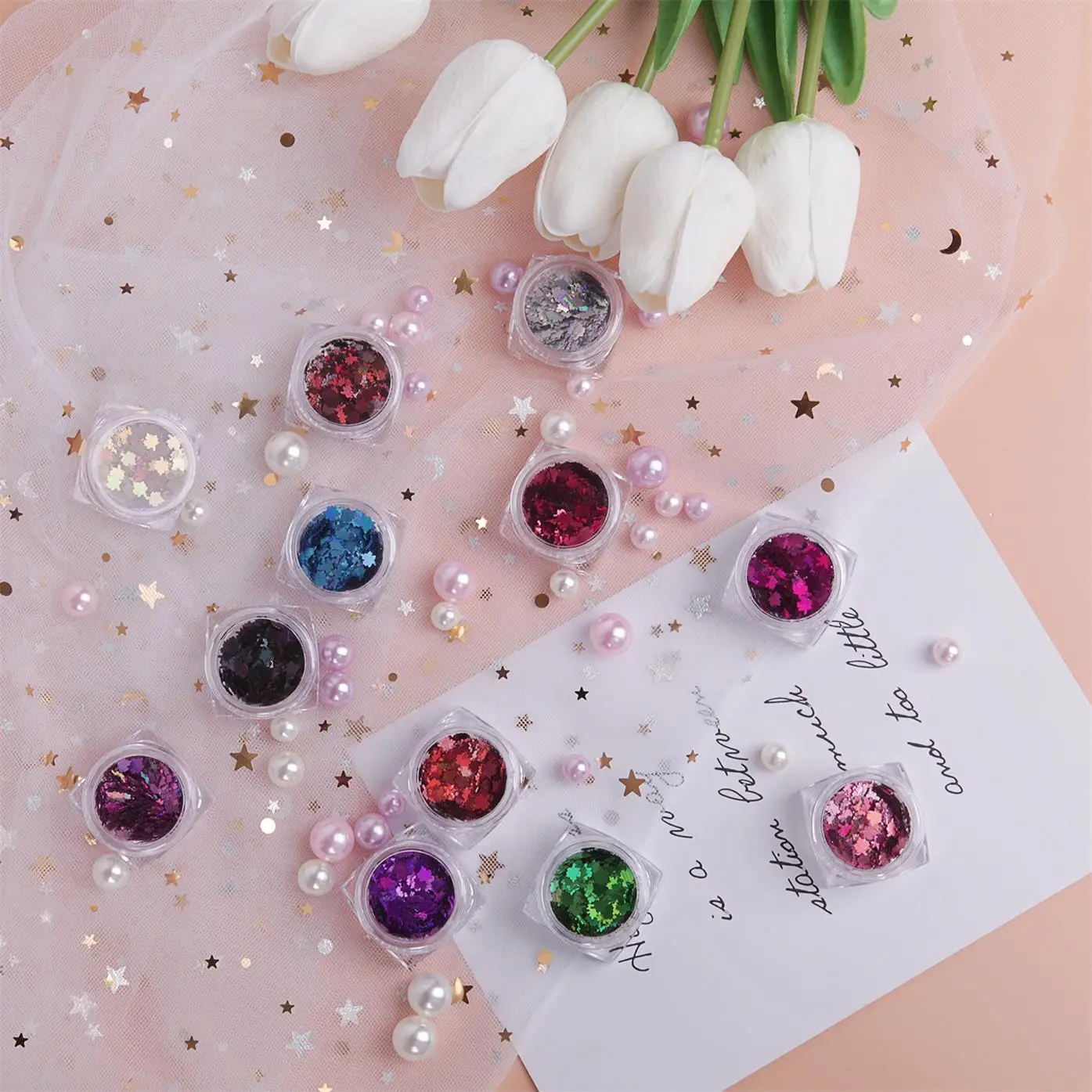 

1 Box DIY Nail Art Sticker Colored Maple Leaf Sequins Nails Glitters Flakes Decals Christmas Nail Manicure Tools Decorations
